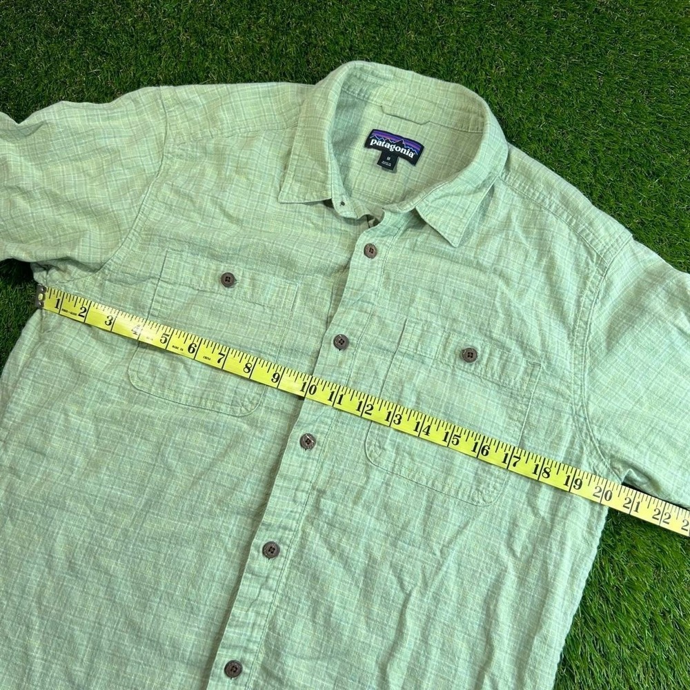 Patagonia Hemp Organic Cotton Button Up Shirt Light Green Outdoor Mens Medium - Picture 5 of 7